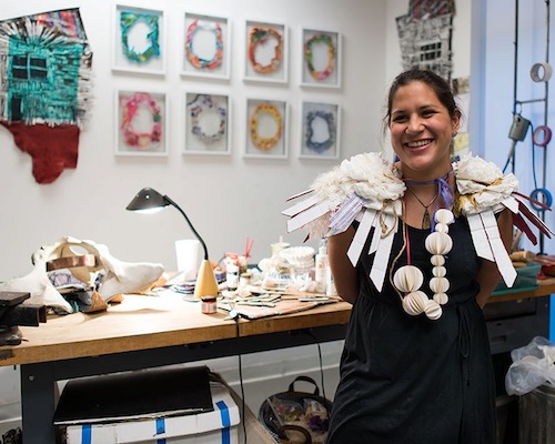 Tarina Frank in her studio at Houston Center for Contemporary Craft. Photo by Ron Scubadiver.