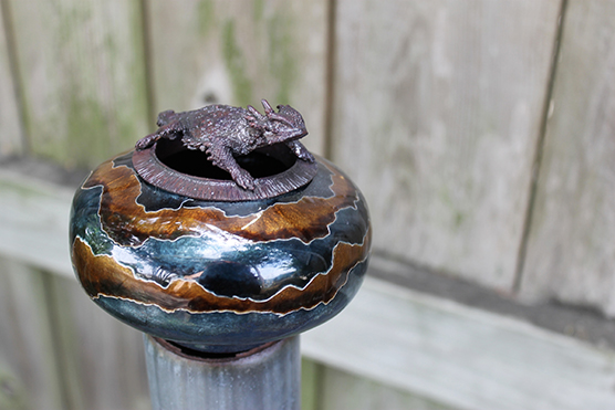 Harlan Butt, "Horned Toad Vessel #3." Metal. Photo by Amanda Shackleford.