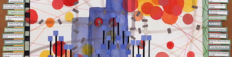 Detail image of watercolor musical score by Nathalie Miebach.