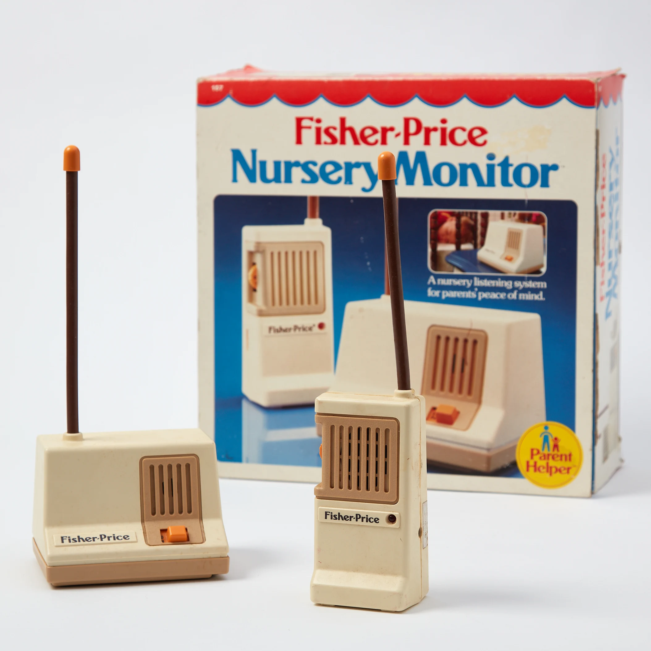 Image of vintage Fisher Price nursery monitor and packaging.